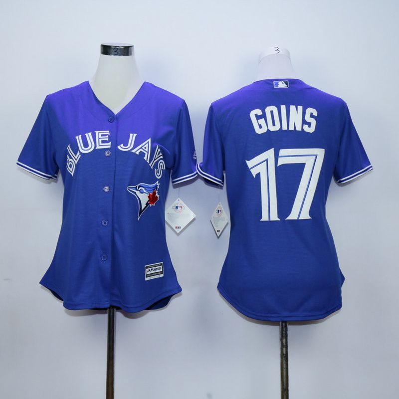 Women Toronto Blue Jays #17 Goins Blue MLB Jerseys->youth mlb jersey->Youth Jersey